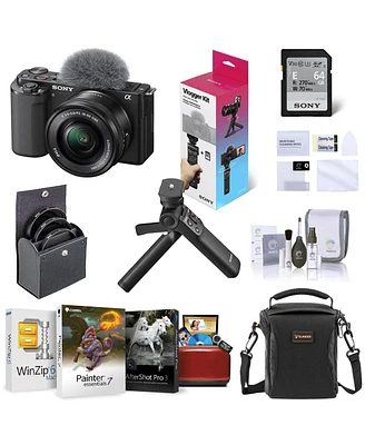 Sony Sony Zv-E10 Mirrorless Camera with 16-50mm Lens, Bundle, Vlogger Accessory Kit, Shoulder Bag, Screen Protector, 40.5mm Filters, Software Kit for