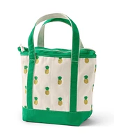 Lands' End Medium Embroidered 5 Pocket Zip Top Canvas Tote Bag