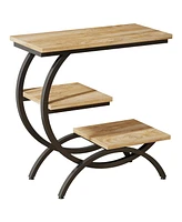 Tribesigns 3-Tier Small Side Table with Storage Shelves,Wood C-Shaped End Table for Living Room Small Space