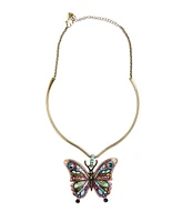 Betsey Johnson Faux Stone Boho Butterfly Pendant Wire Necklace