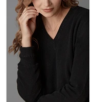 LuxLined Women's Cashmere Heather V-Neck