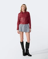 Furniq Uk Women's Bomber Leather Jacket, Created for Macy's