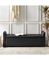 Monica 57.75"Wide Tufted Storage Bench with Flared Arms