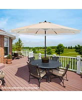 Gymax 9 Ft Patio Umbrella 2-Tier Market Table w/ Crank Handle Push Button Tilt
