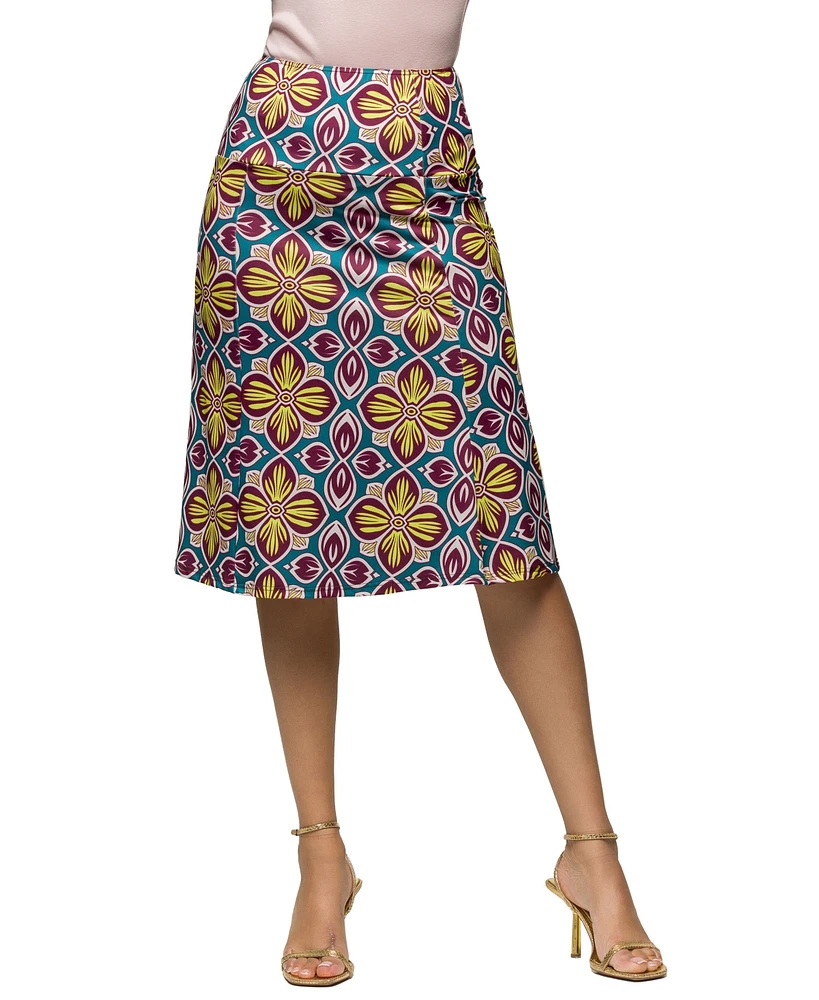24seven Comfort Apparel Women's Comfortable Elastic Waist Knee Length Skirt