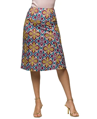 24seven Comfort Apparel Women's Comfortable Elastic Waist Knee Length Skirt