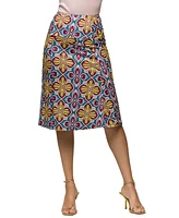 24seven Comfort Apparel Women's Comfortable Elastic Waist Knee Length Skirt