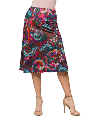24seven Comfort Apparel Women's Comfortable Elastic Waist Knee Length Skirt