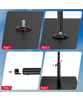 Gymax 9 Ft Patio Table Market Umbrella w/ 18 Solar Led Lights & Heavy-duty Base