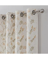 Kate Aurora 1 Piece Vanessa Floral Embroidered Linen Blend Semi Sheer Grommet Window Curtain Panel