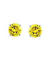 Bling Jewelry Set of 2 Round Multi Color Cz Stud Earrings Sterling Silver 7MM