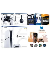 Sony Playstation 5 Slim Disc with Black Pulse Headset, Extra Edge Controller, Trigger Stop Kit