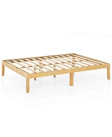 Queen Size Wooden Platform Bed Frame 14" with Rubber Wood Legs Under-bed Storage