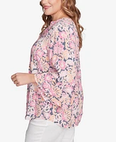 Ruby Rd. Plus Ruffle Sleeve Henley Top