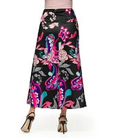 24seven Comfort Apparel Women's Paisley Elastic Waist A Line Maxi Skirt