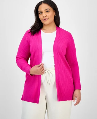 Jones New York Plus Sutton Open-Front Cardigan