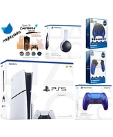 Sony Playstation 5 Slim Disc Bundle with White Pulse Headset, Extra Chroma Indigo Controller, Pro Gamer Kit