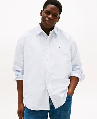 Tommy Hilfiger Men's Big & Tall Relaxed Fit Heritage Stripe Long Sleeve Button-Down Oxford Shirt
