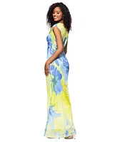 Betsy & Adam Petite Chiffon Cowlneck Sheath Dress
