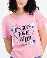Pretty Rebel Juniors' It's Going to be Just Fine Mineral Wash Cotton Graphic T-Shirt