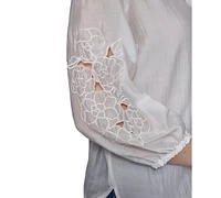 Karl Lagerfeld Paris Women's Floral Cutout Blouse