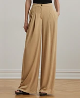 Lauren Ralph Women's Pleated Stretch Jersey Wide-Leg Pants