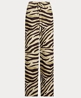 Lauren Ralph Women's Zebra-Print Linen Wide-Leg Pants