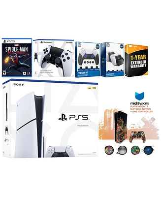 Sony Playstation 5 Slim Disc with Spider-Man: Miles Morales, Extra Edge Controller, Fps Grip Kit