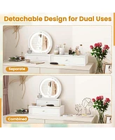 Vanity Mirror with 2 Slide-out Drawers 3 Lighting Modes & Adjustable Brightness