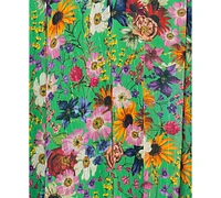 Betsy & Adam Plus Floral-Print Flutter-Sleeve A-Line Dress