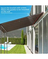 Aoodor 10' x 12.8' Wall Mount Gazebo Outdoor Pergola Polycarbonate Gazebo Panels Canopy
