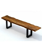 Solid Wood Bench with Live Edge for Dining Room or Entryway