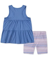 Nike Little Girls Sunny Swoosh Tank Top & Bike Shorts, 2 Piece Set