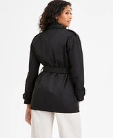 Jou Juniors' Double-Breasted Belted Trench Coat