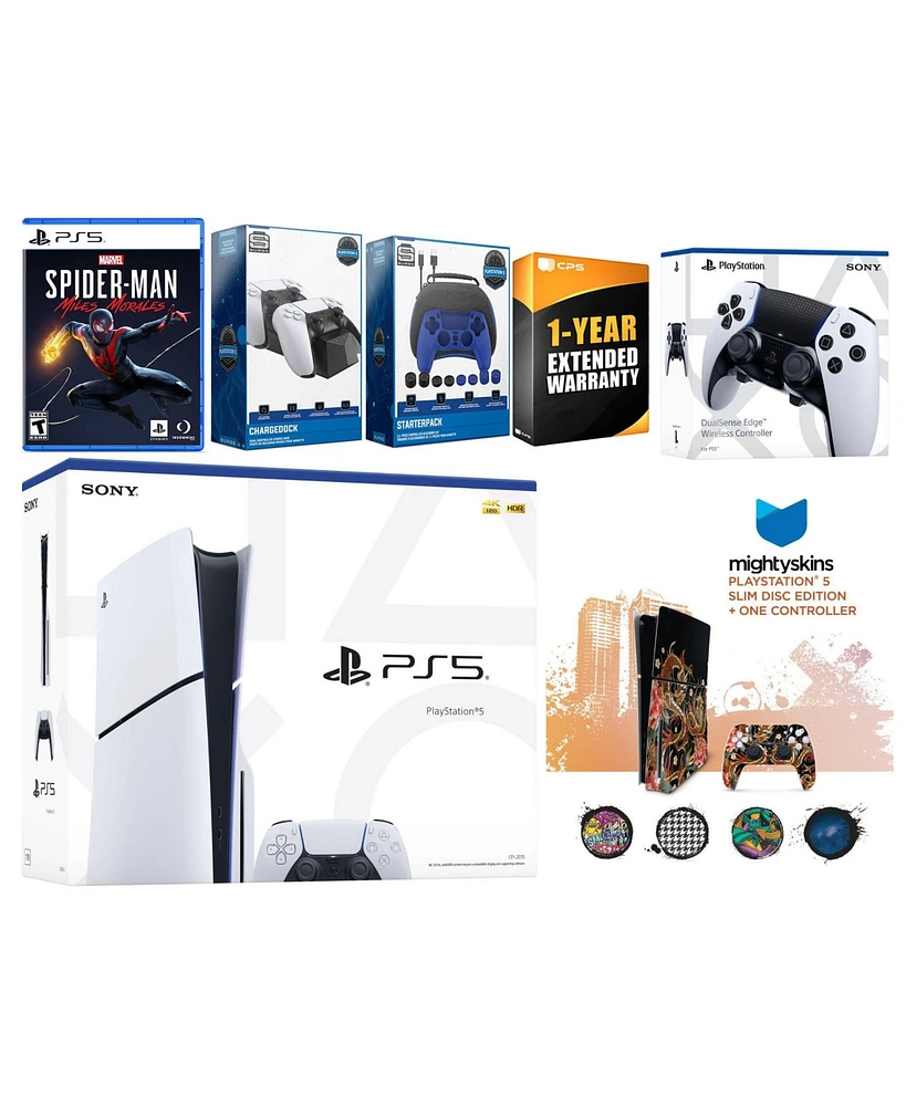Sony Playstation 5 Slim Disc with Spider-Man: Miles Morales, Extra Edge Controller, Gamer Kit
