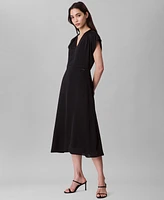 Calvin Klein Women's Satin V-Neck Midi Dress