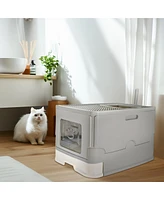 Bingopaw Front Entry Cat Litter Box with Scoop & Odor Control Tray