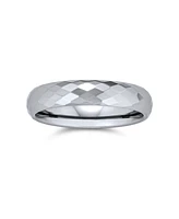Bling Jewelry Multi Faceted Prism Cut Titanium Band Rings Silver Tone Comfort Fit 5MM