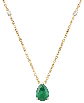 Emerald (1 ct. t.w.) & Diamond (1/20 17" Pendant Necklace 14k Gold (Also Ruby and Sapphire)