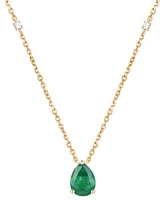 Emerald (1 ct. t.w.) & Diamond (1/20 17" Pendant Necklace 14k Gold (Also Ruby and Sapphire)