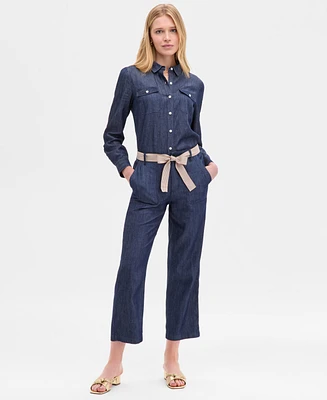 Tommy Hilfiger Women's Belted Chambray Utility Pants