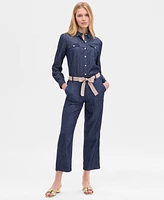 Tommy Hilfiger Women's Belted Chambray Utility Pants