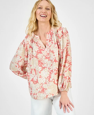 Nautica Jeans Women's Long Sleeve Floral Tunic Top