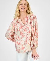 Nautica Jeans Women's Long Sleeve Floral Tunic Top