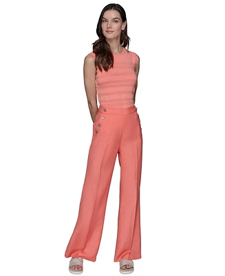 Karl Lagerfeld Paris Women's Linen-Blend Sailor Pants