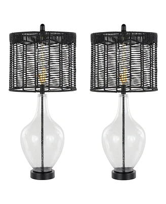 Lumisource 26" Glass Jenna Contemporary Table Lamp, Set of 2
