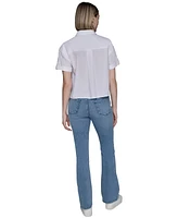 Karl Lagerfeld Paris Women's Cotton Embroidered Camp Shirt