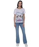 Karl Lagerfeld Paris Women's Sailing Choupette Graphic T-Shirt
