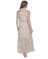 Tommy Hilfiger Women's Side-Tie Halter Tiered Maxi Dress