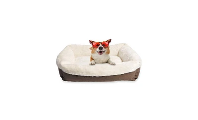 HappyCare Tex Classic Rectangle large Dog and Pet Bed , Coffee oxford